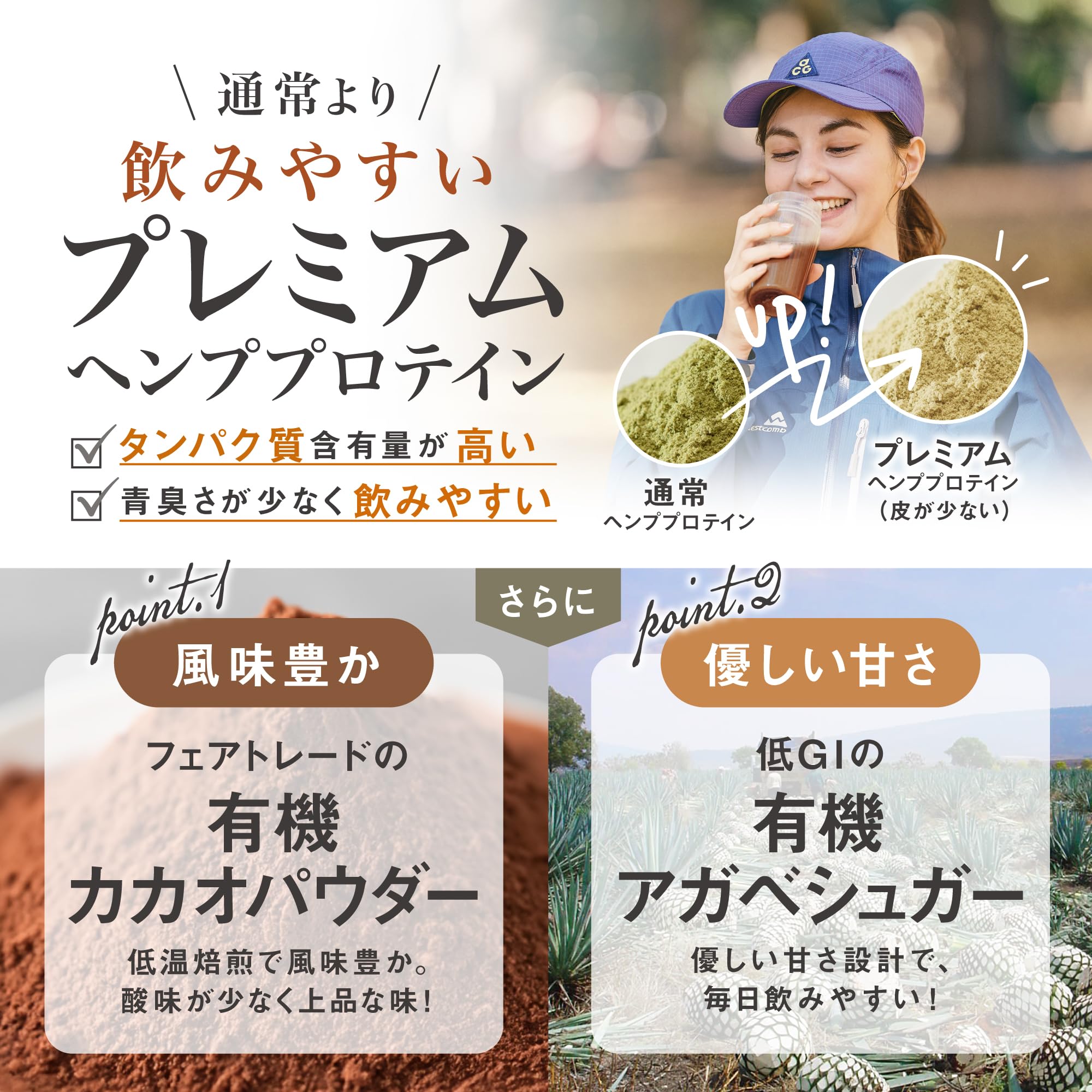 HEMPS オーガニックプロテイン ヘンプ＆カカオ 250g