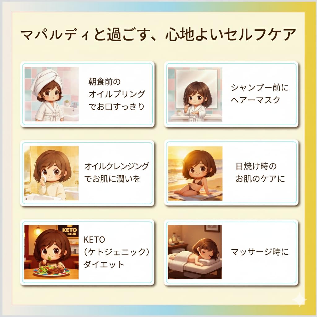 Maparudii 有機エクストラバージンココナッツオイル 200mlの商品画像（パッケージ）