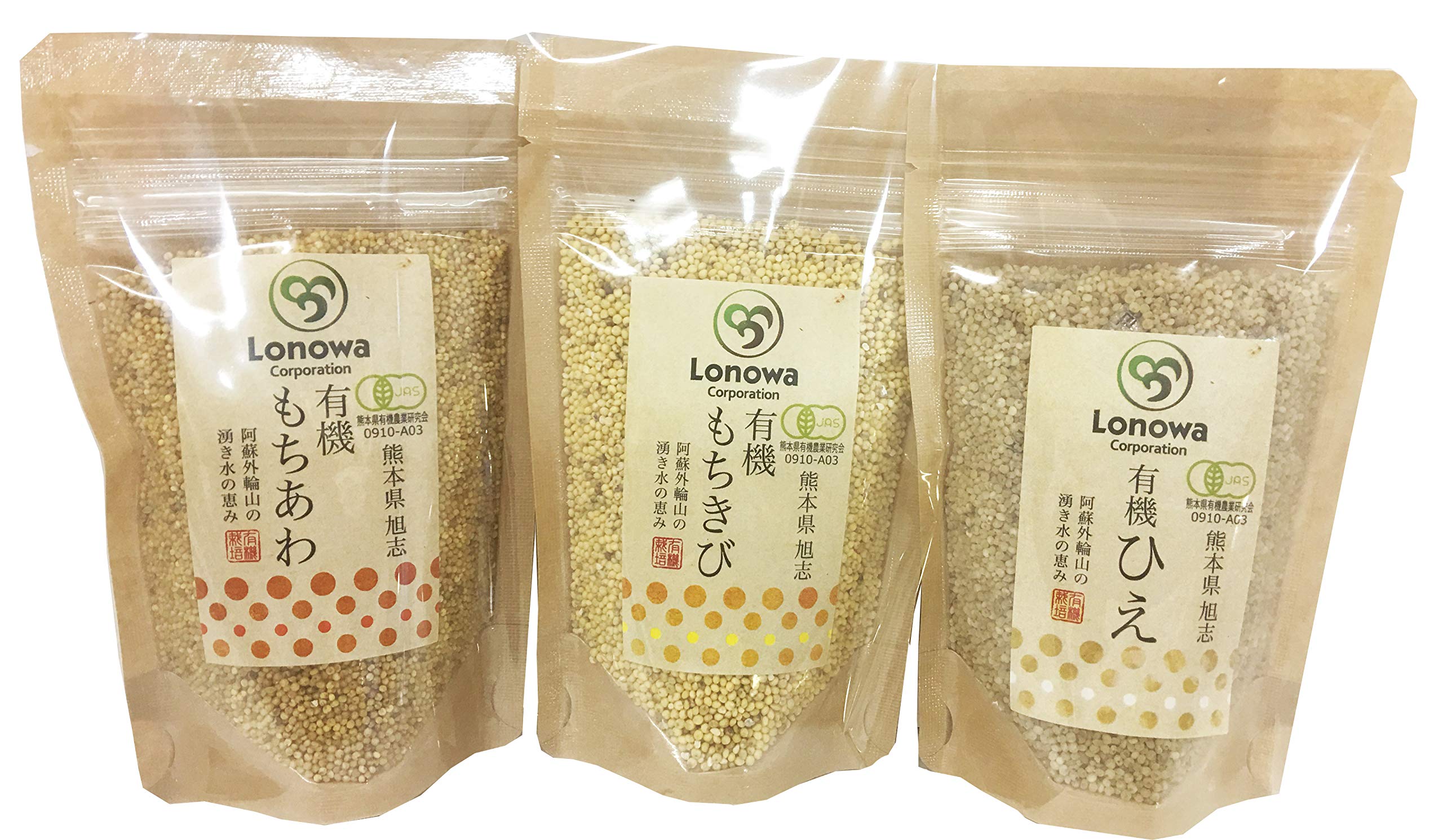 ろのわ 有機雑穀セット（あわ・きび・ひえ）100g×3